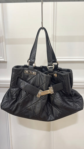 Chanel Large Leather Quilted Tote with Silver Hardware
