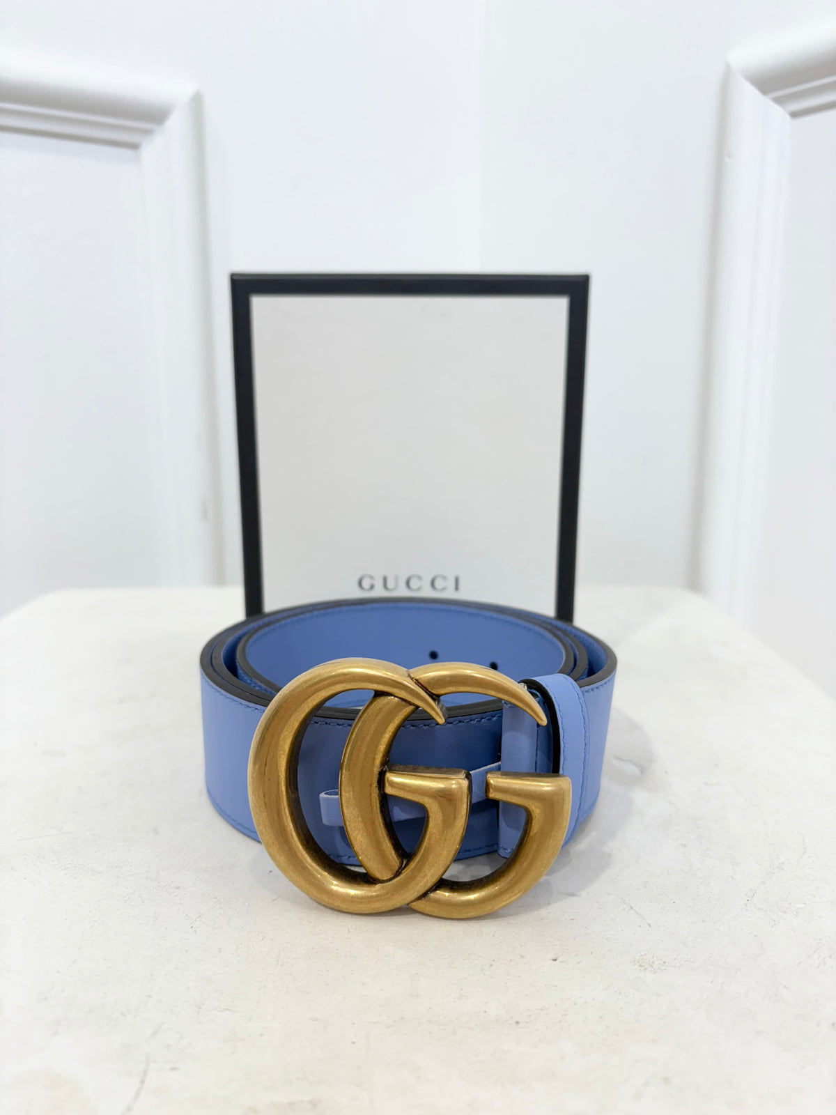 Gucci Pale Blue Marmont Belt, 85