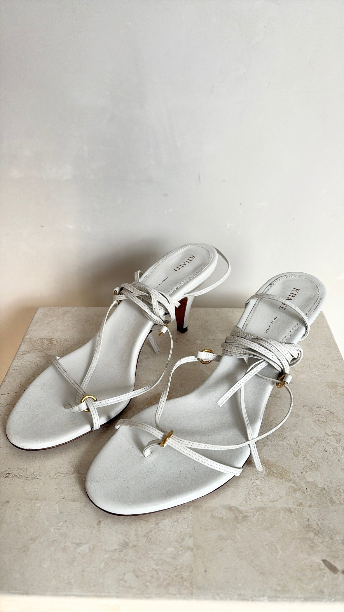 Khaite White Strappy Sandal, 37.5