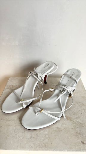 Khaite White Strappy Sandal, 37.5