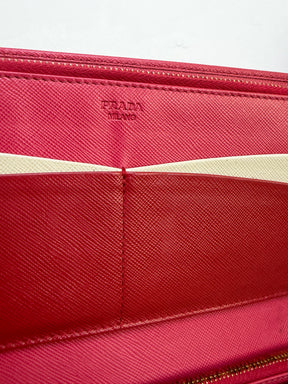 Prada Pink Saffiano Continental Wallet