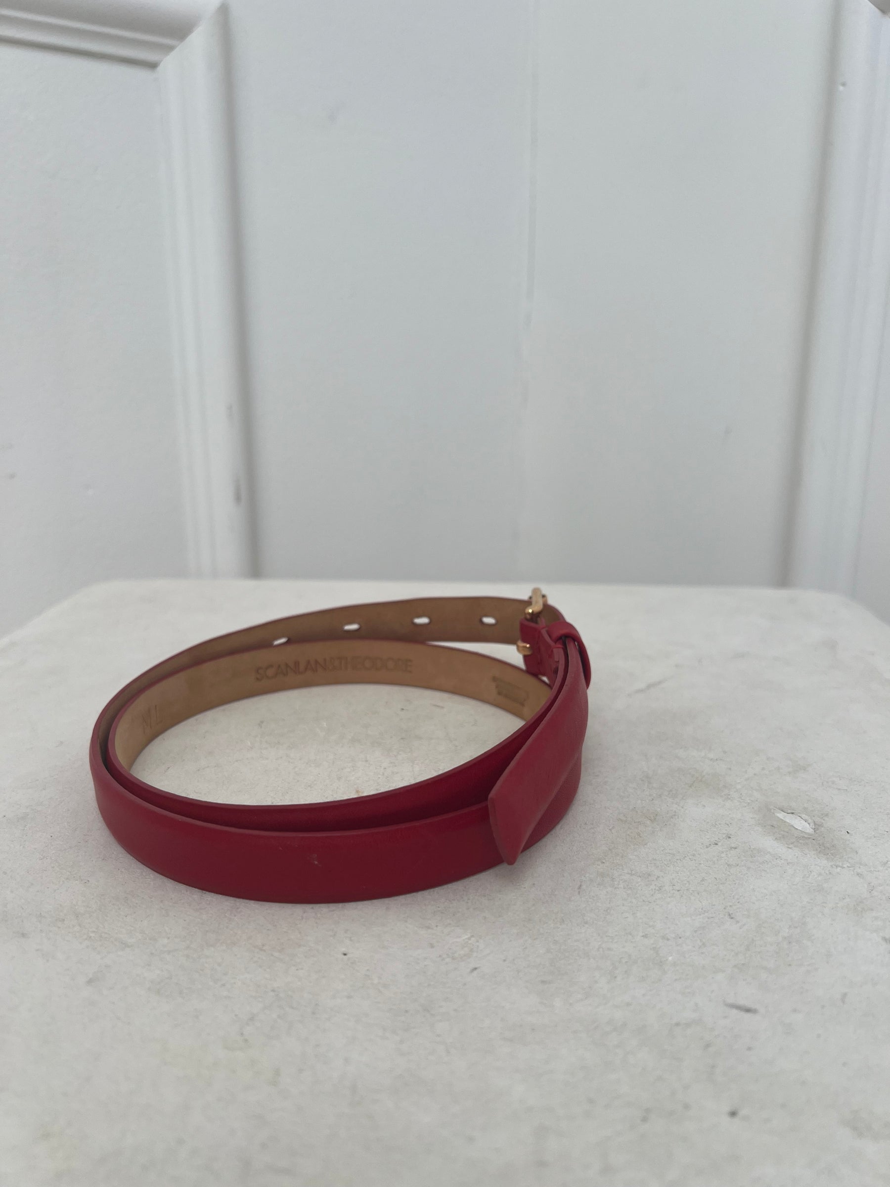 Scanlan Theodore Red Leather Thin Belt, M/L
