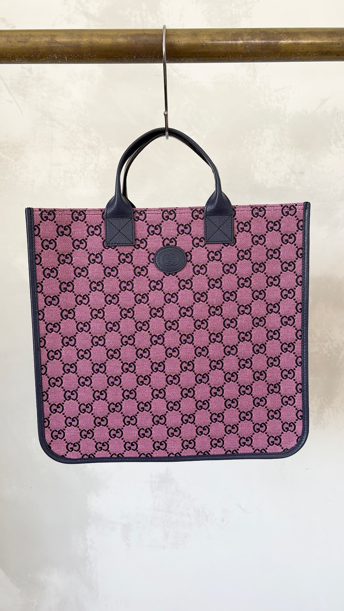 Gucci GG Multicoloured Canvas Tote Pink Navy