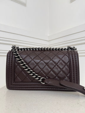 Chanel Dark Brown Leather Medium Boy Bag