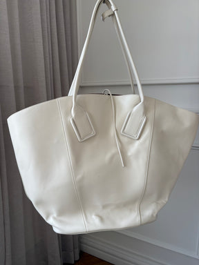 Bottega Veneta White Leather Maxi Arco Tote