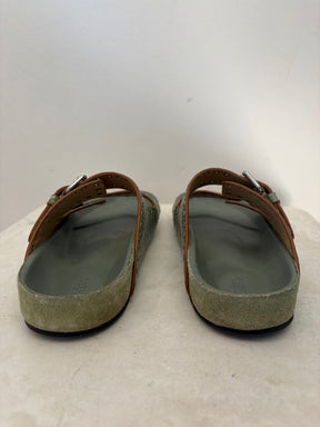 Isabel Marant Sage Python Embosses Leather Rivet Slides, 38