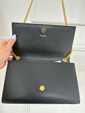 Saint Laurent Black Grained Leather Kate Bag