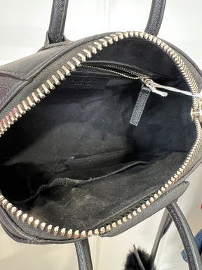Givenchy Black Leather Mini Antigona with Faux Fur Logo Strap