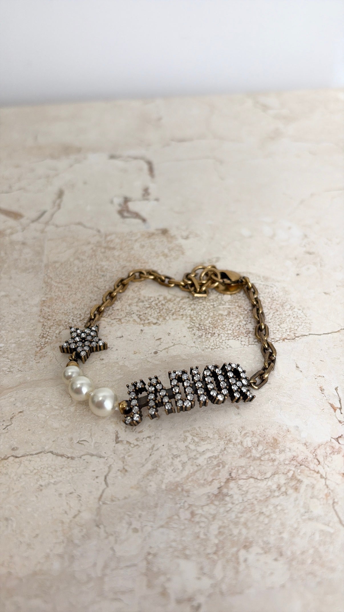 Dior Gold Tone, Pearl and Crystal J'adior Bracelet