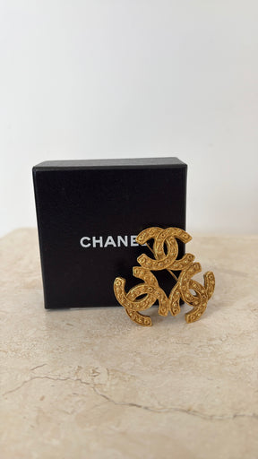 Chanel Vintage Triple CC Logo Brooch