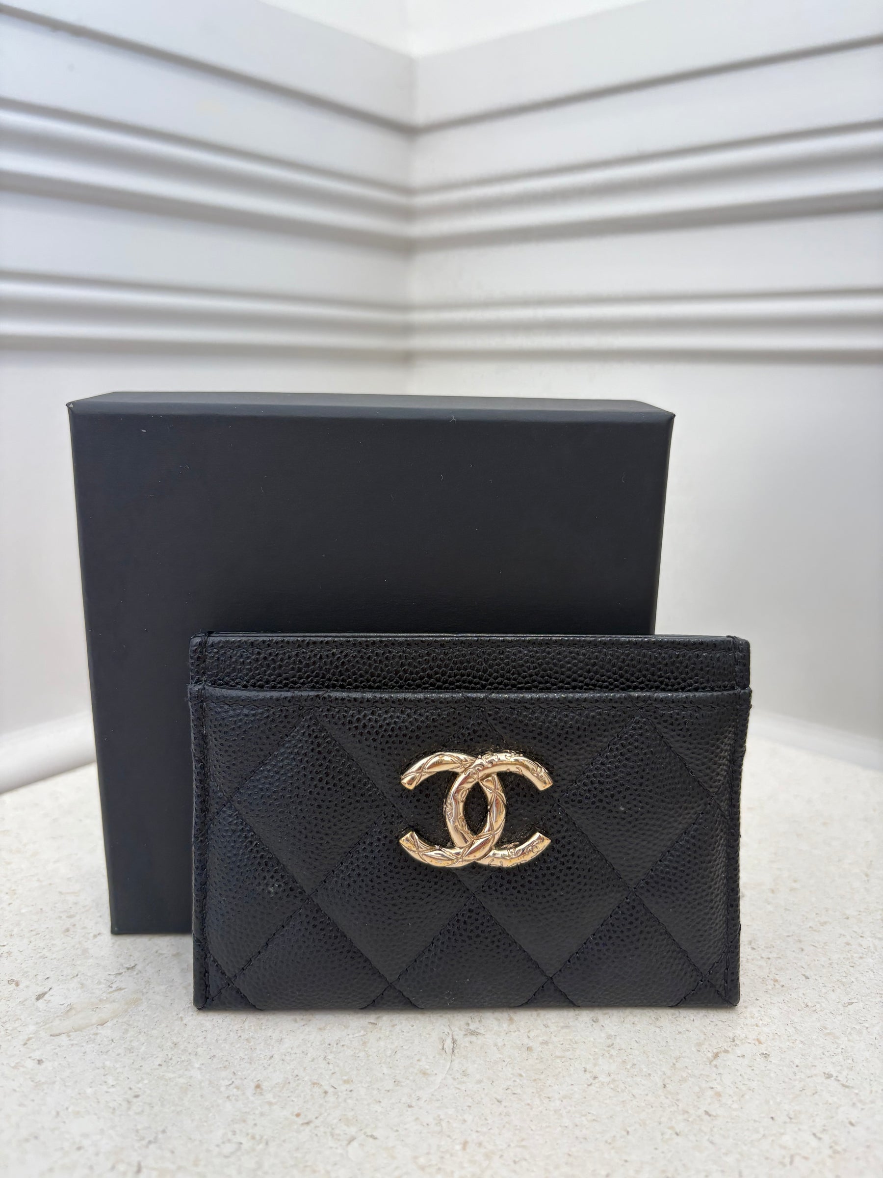 Chanel Black Caviar Leather Logo Cardholder