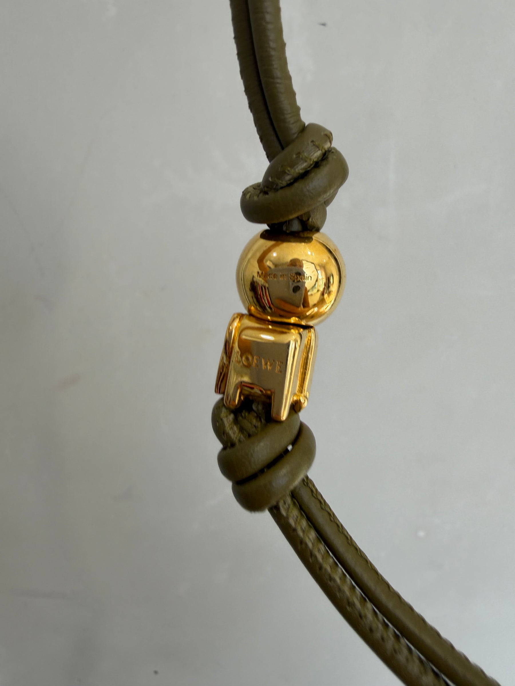 Loewe Khaki Leather Dice Charm