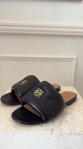 Loewe Anagram Padded Slides Black, 39