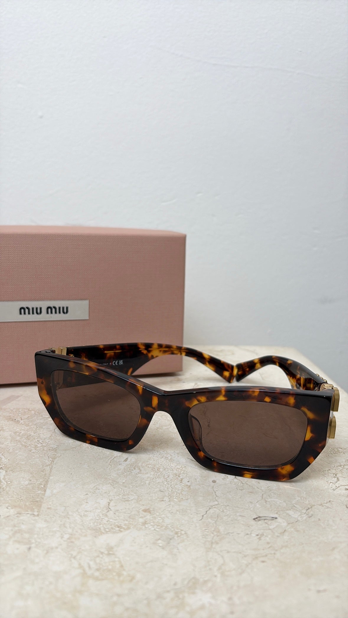 Miu Miu Tortoiseshell Cat Eye Logo Sunglasses