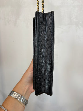 Chanel Caviar Leather Wallet On Chain Black Gold Hardware