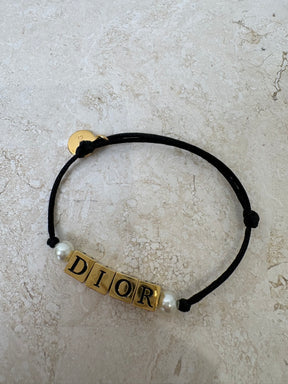 Dior Gold Tone Dice Logo Bracelet