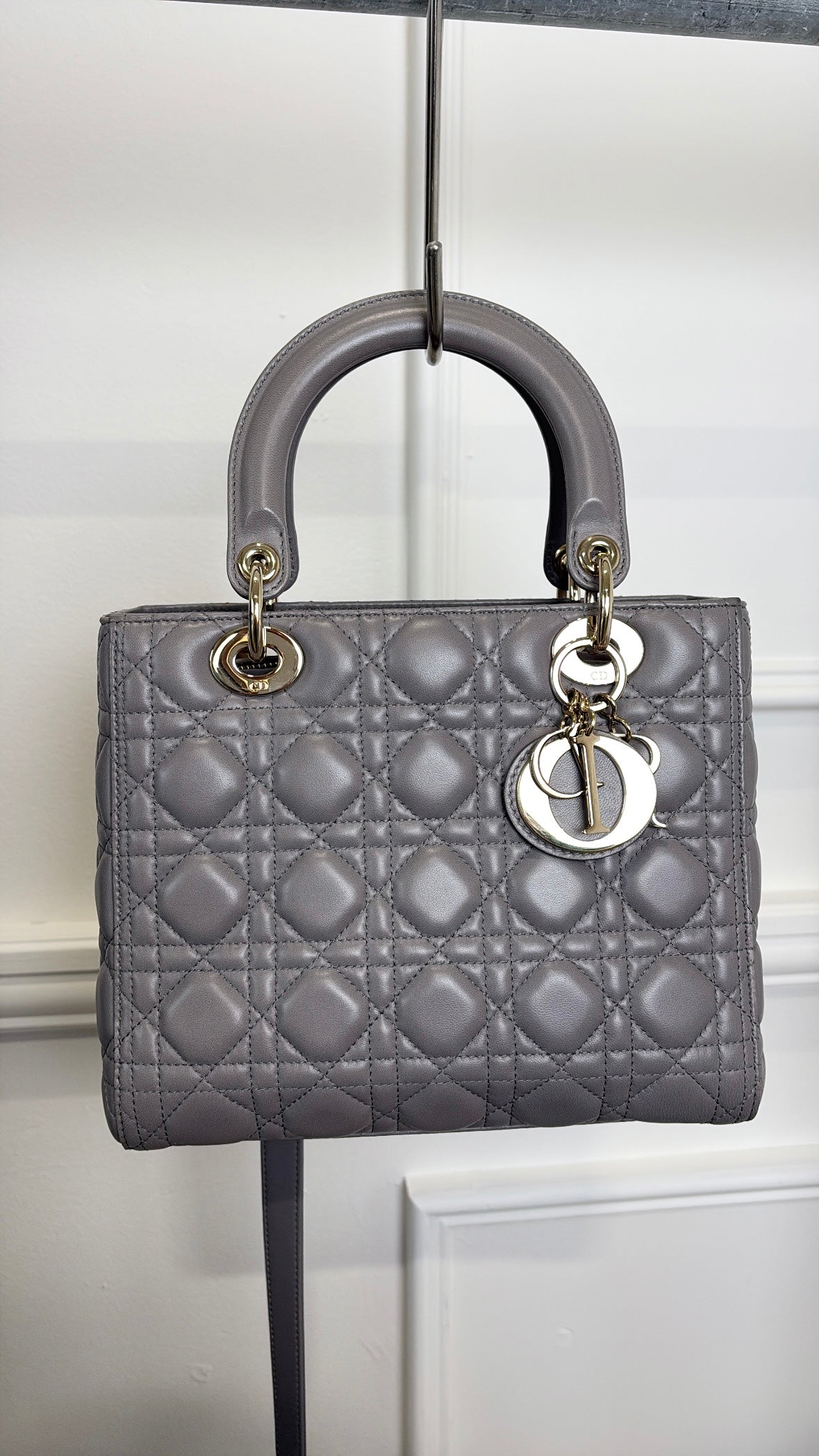 Dior Grey Cannage Quilted Medium Lady Dior