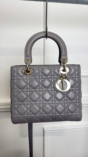 Dior Grey Cannage Quilted Medium Lady Dior