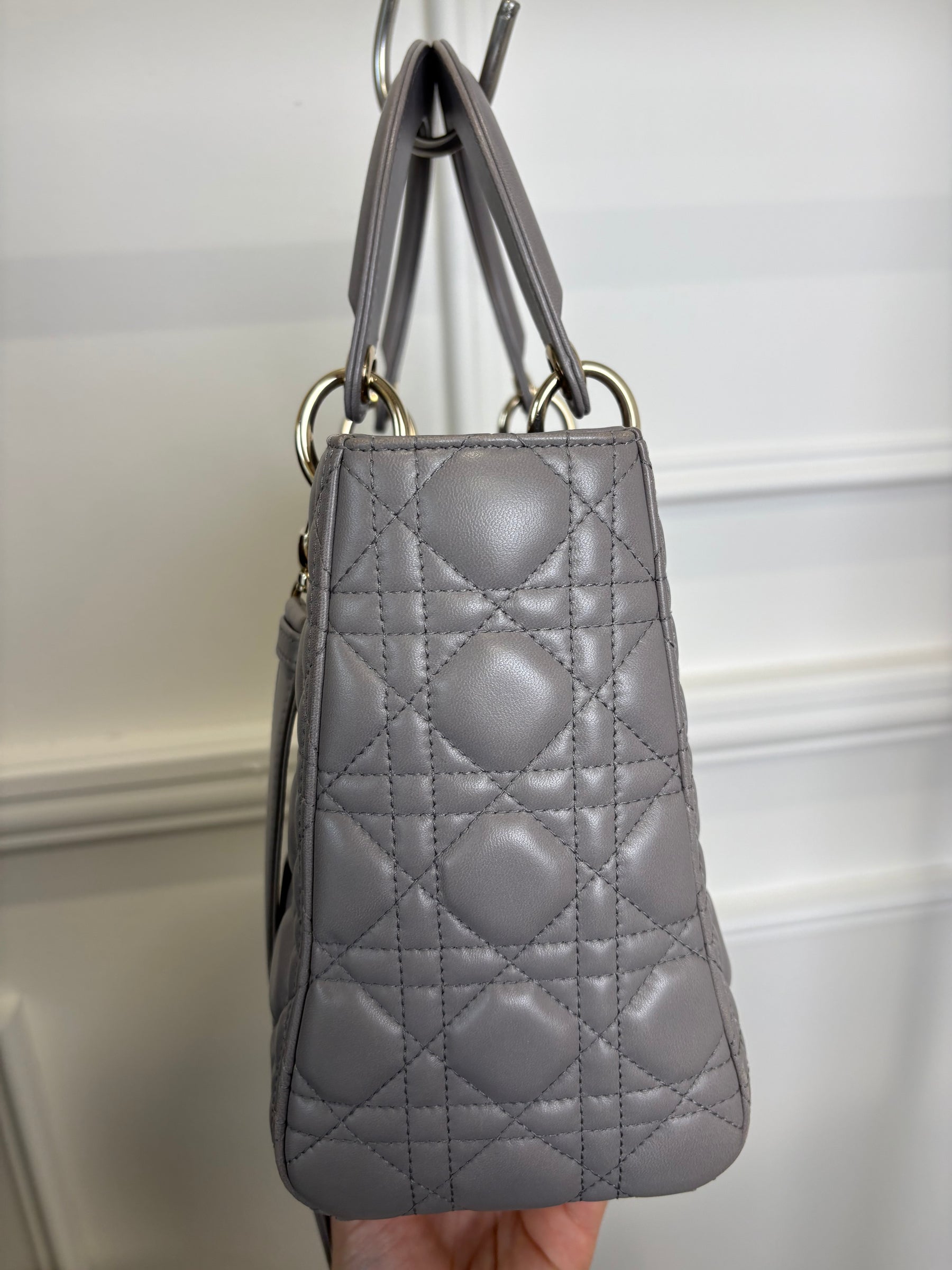 Dior Grey Cannage Quilted Medium Lady Dior