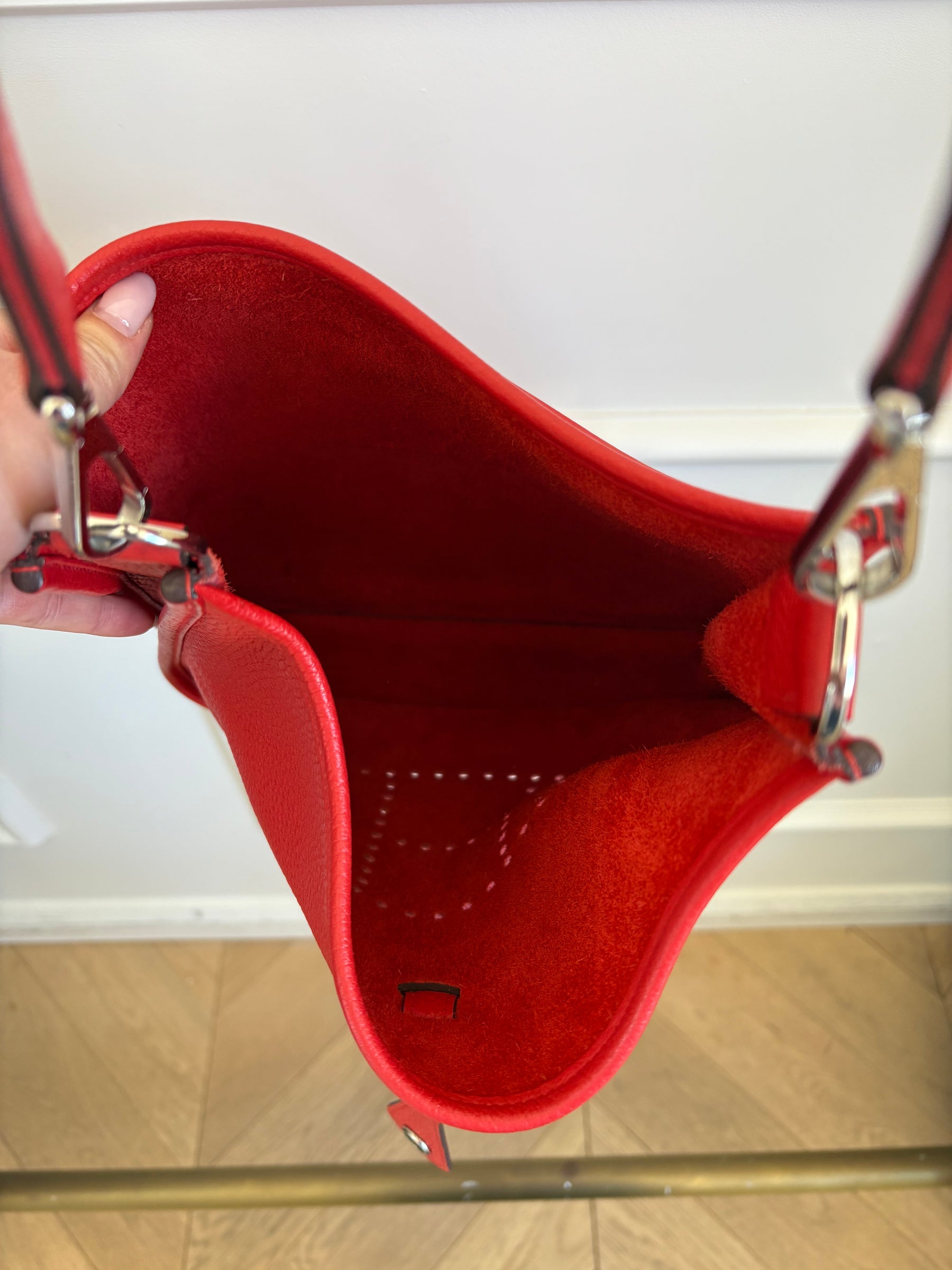 Hermès Red Evelyn PM in Clemence Leather