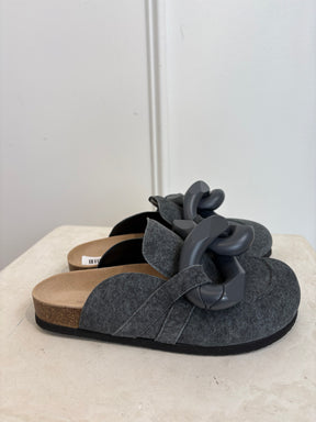 JW Anderson Grey Felt Chain Mules, 37