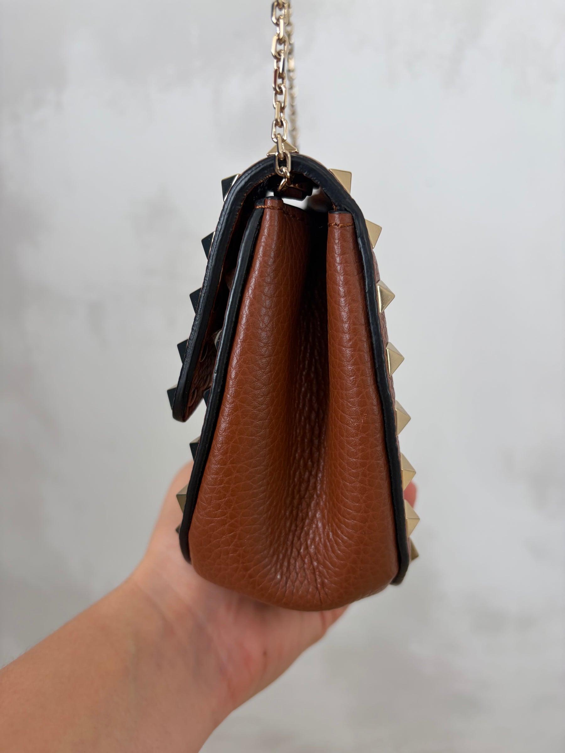 Valentino Garavani Rockstud Grained Leather Mini Bag Gold Hardware