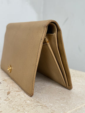 Chanel Beige Leather Long Flap Wallet
