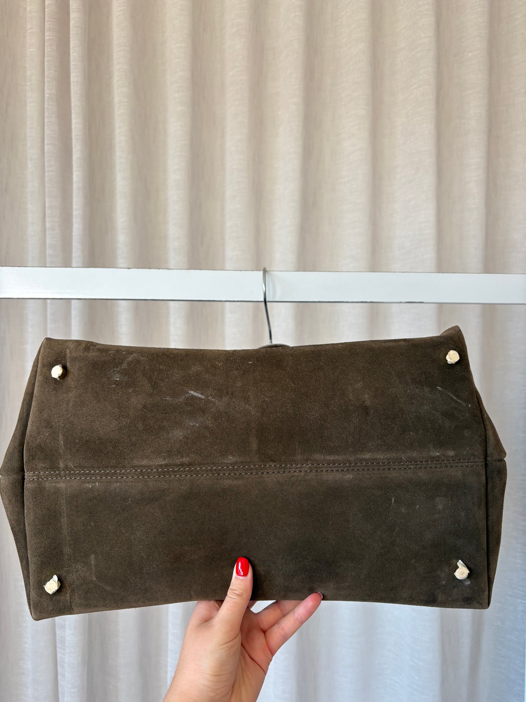 Manu Atelier Dark Taupe Suede Le Cambon 40 Tote Bag