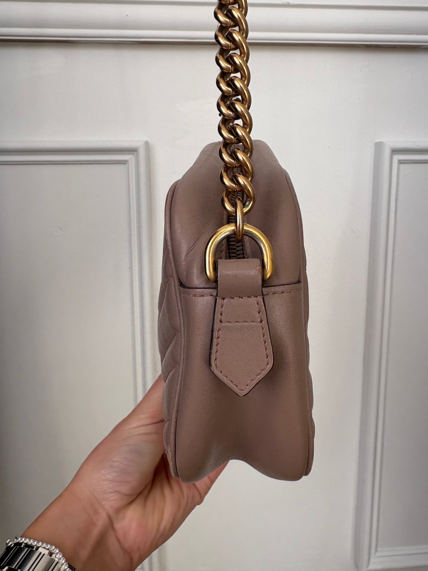 Gucci Beige Leather Marmont Camera Bag