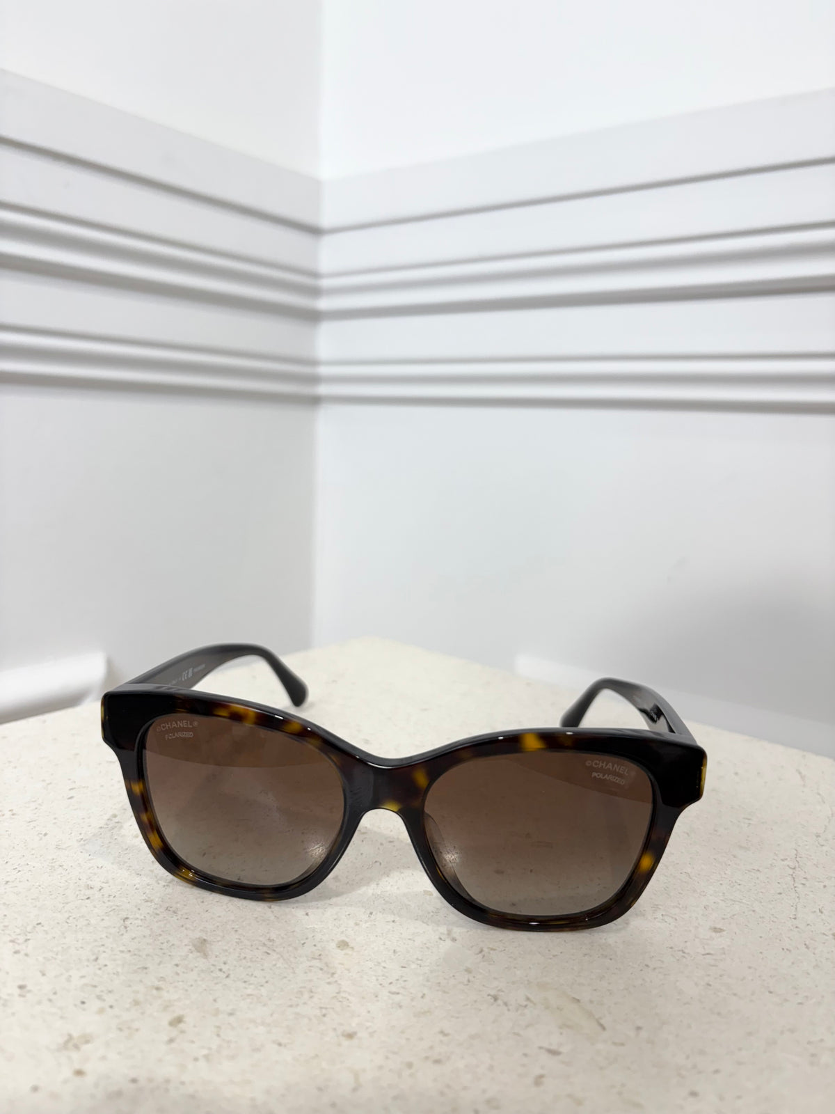 Chanel Tortoiseshell Logo Wayfarer Sunglasses