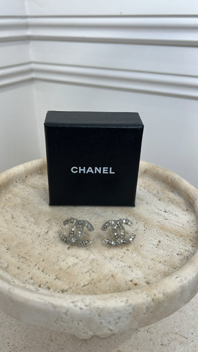 Chanel Clear Resin Beaded CC Logo Earrings