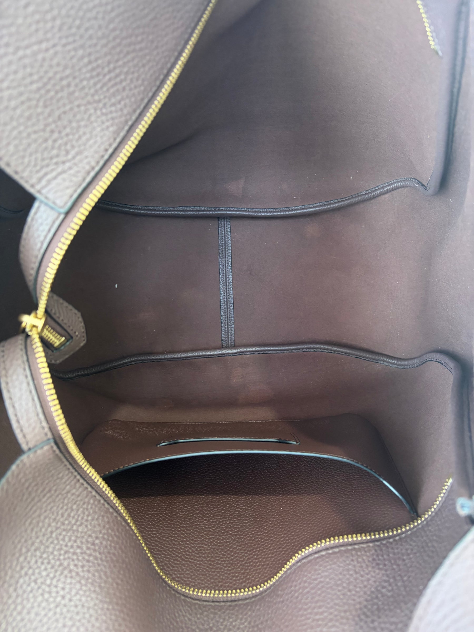 Oroton Chocolate Leather Oversized Tote Bag