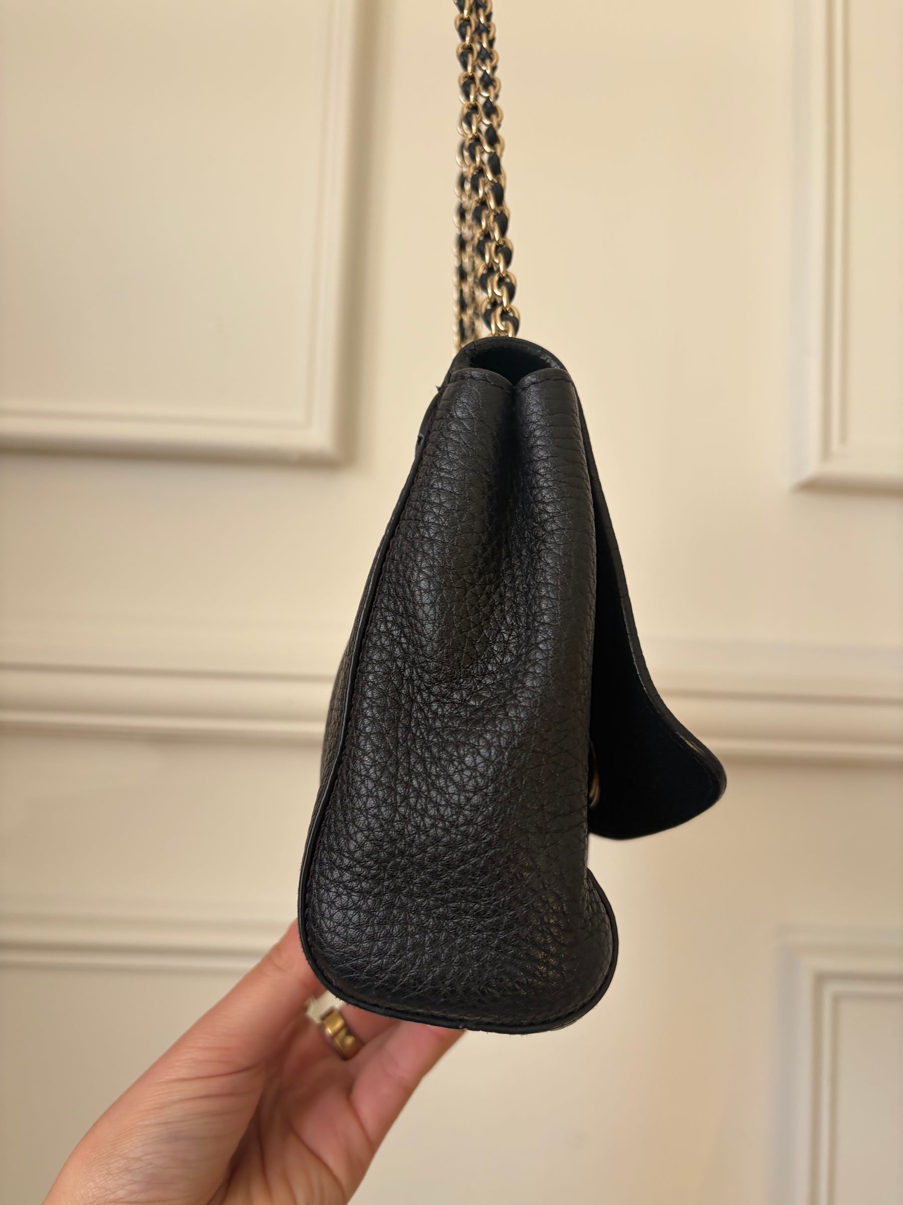 Mulberry Lily Small Black Grained Leather Flap Bag