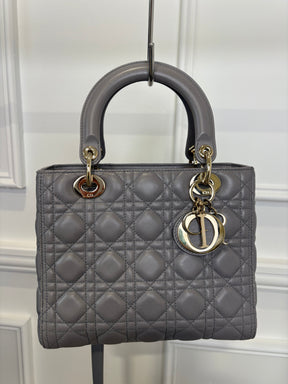 Dior Grey Cannage Quilted Medium Lady Dior