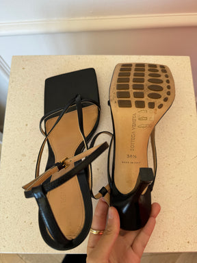 Bottega Veneta Black Stretch Strap Sandal, 38.5