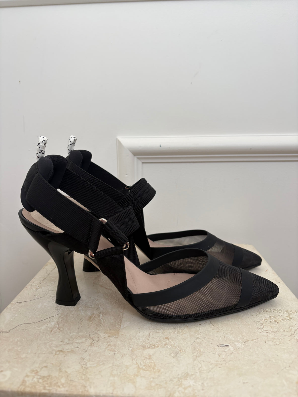 Fendi Black Mesh Colibri Slingbacks Heels, 40