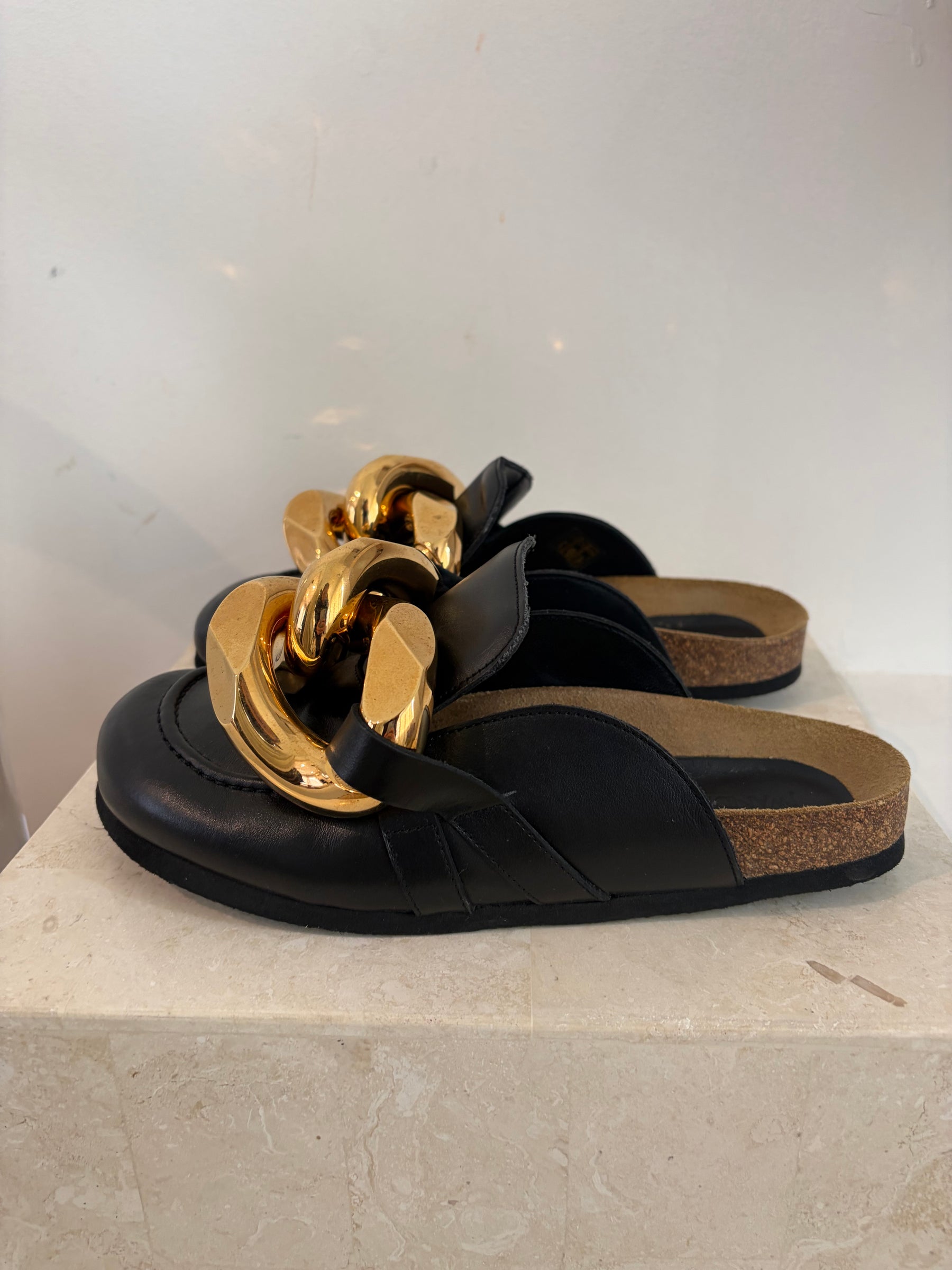 JW Anderson Chain Detail Slip On Mules Black, 38
