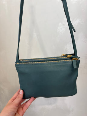 Celine Trio Leather Cross Body Bag Green