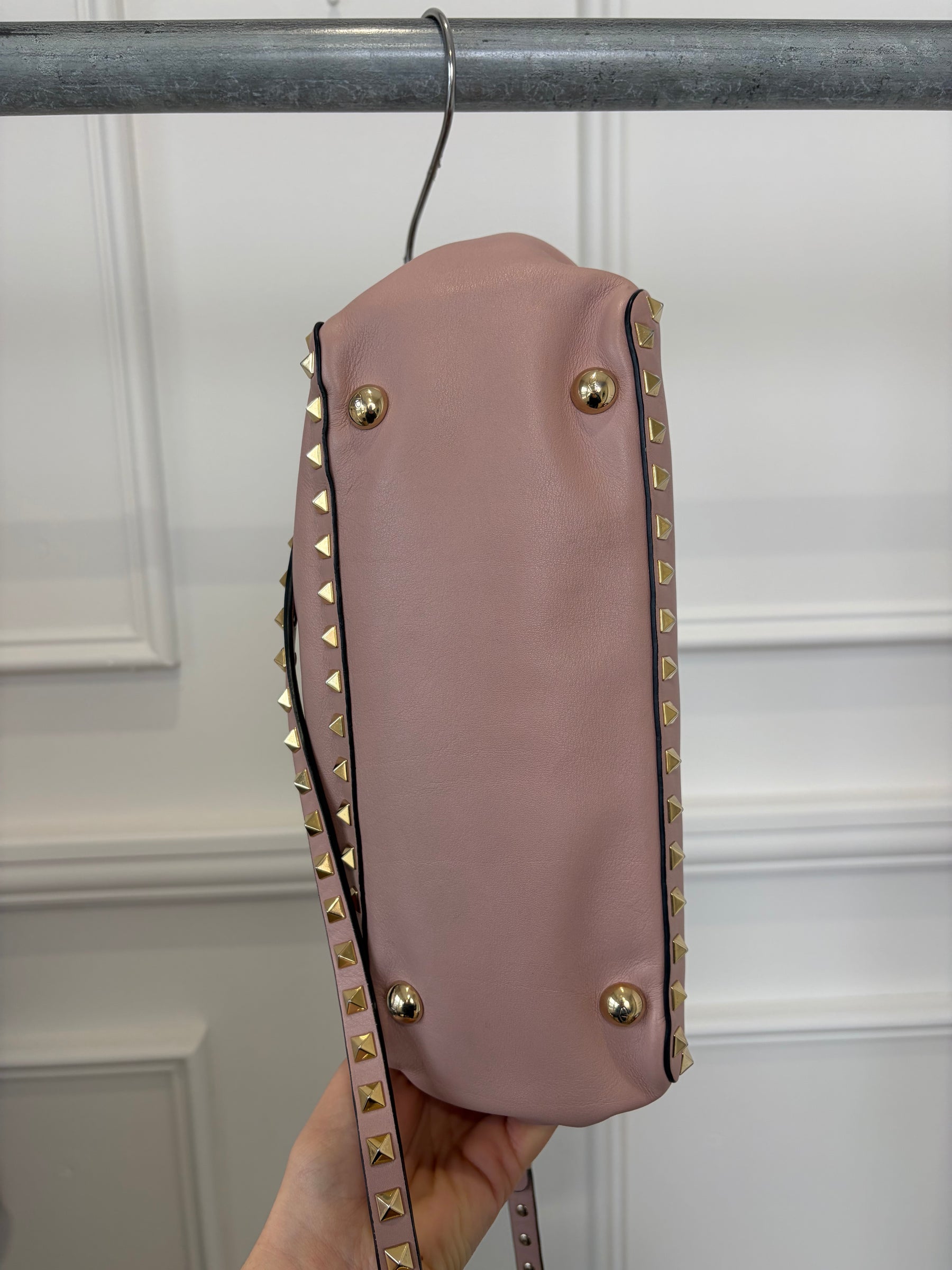 Valentino Garavani Blush Leather Rockstud Tote Bag