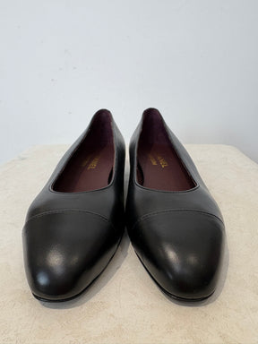 Chanel Uniform Black Leather Flats, 36