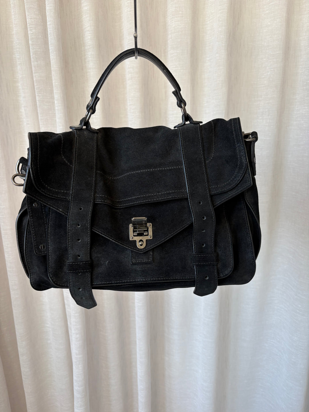 Proenza Schouler Black Suede PS1 Satchel Bag