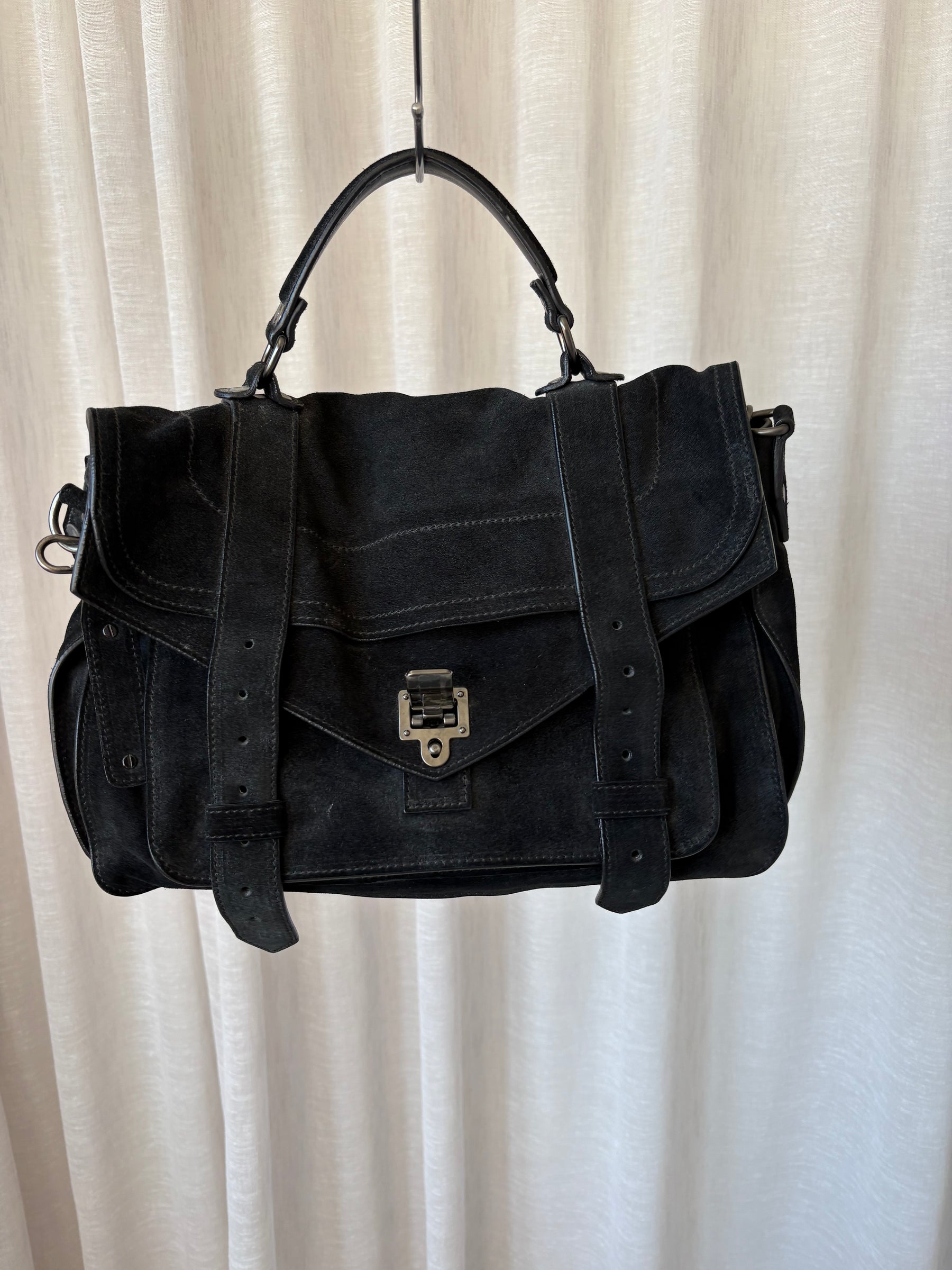 Proenza Schouler Black Suede PS1 Satchel Bag