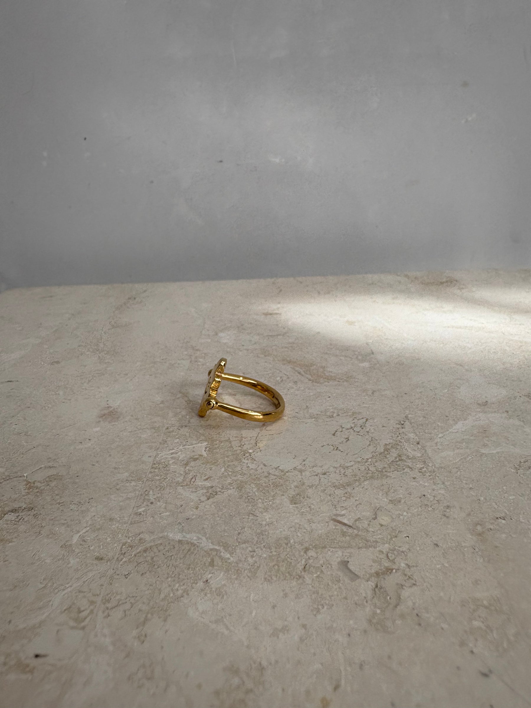 Lucy Folk Gold Tone Motif Ring, M