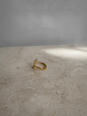 Lucy Folk Gold Tone Motif Ring, M