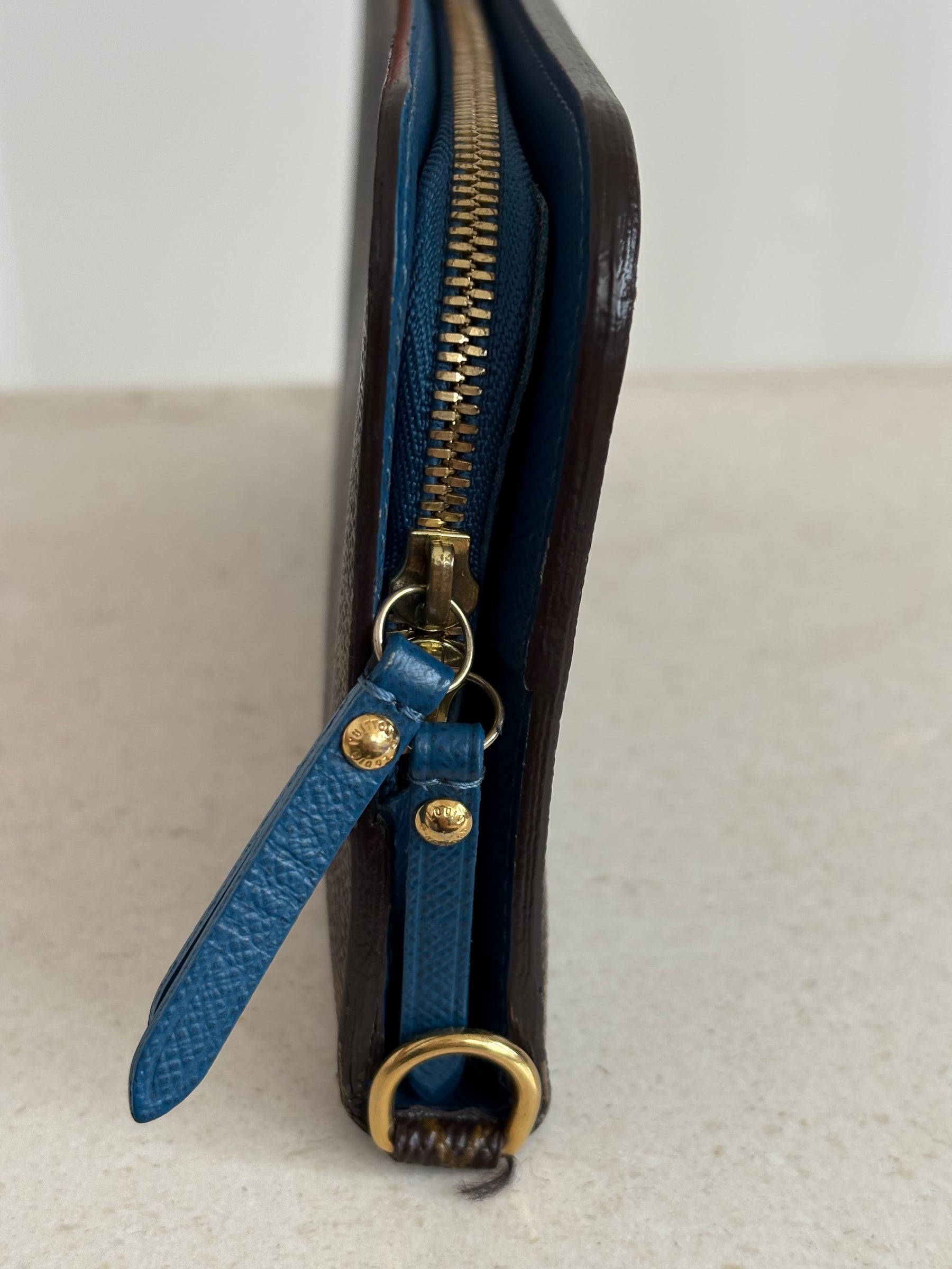 Louis Vuitton Monogram Fold Over Wallet Blue Interior