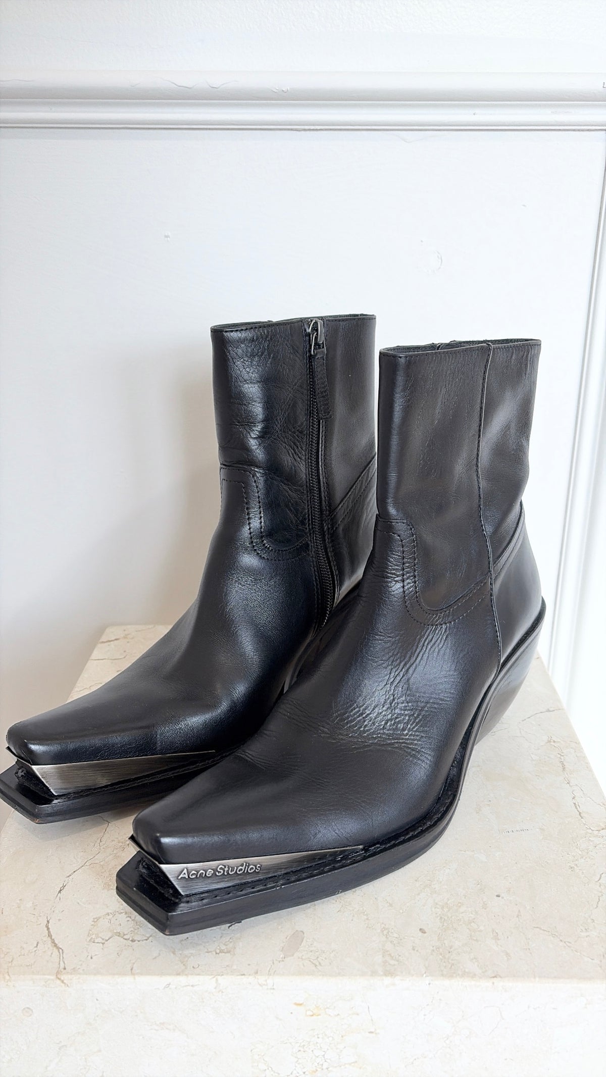 Acne Studions Cowboy Boots Black Leather, 37