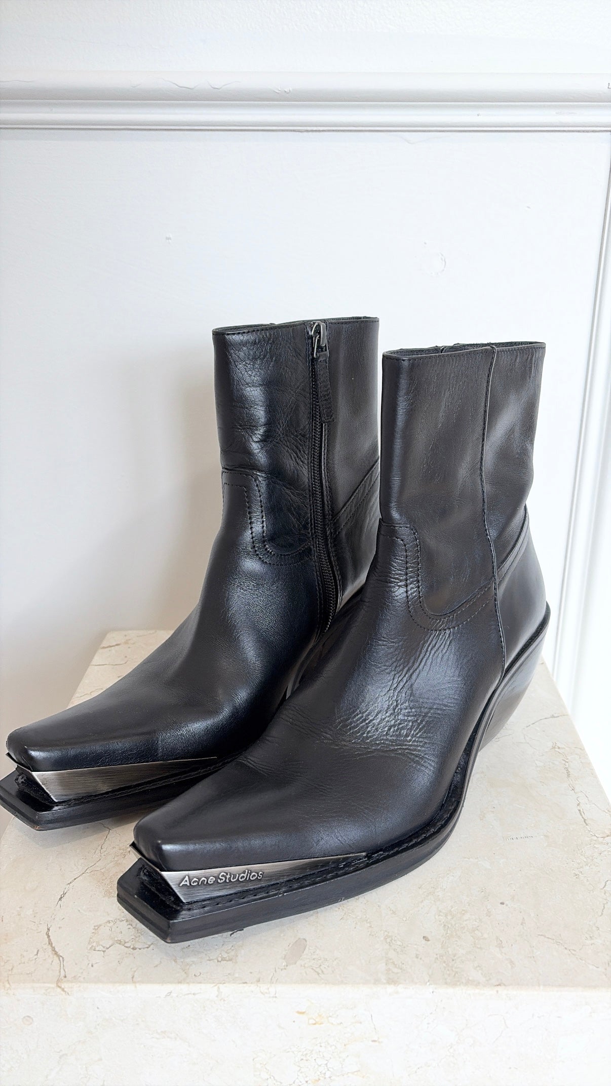 Acne Studions Cowboy Boots Black Leather, 37