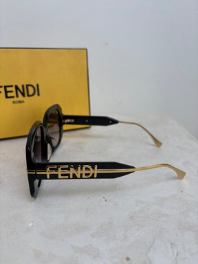 Fendi Black Square Logo Arm Sunglasses
