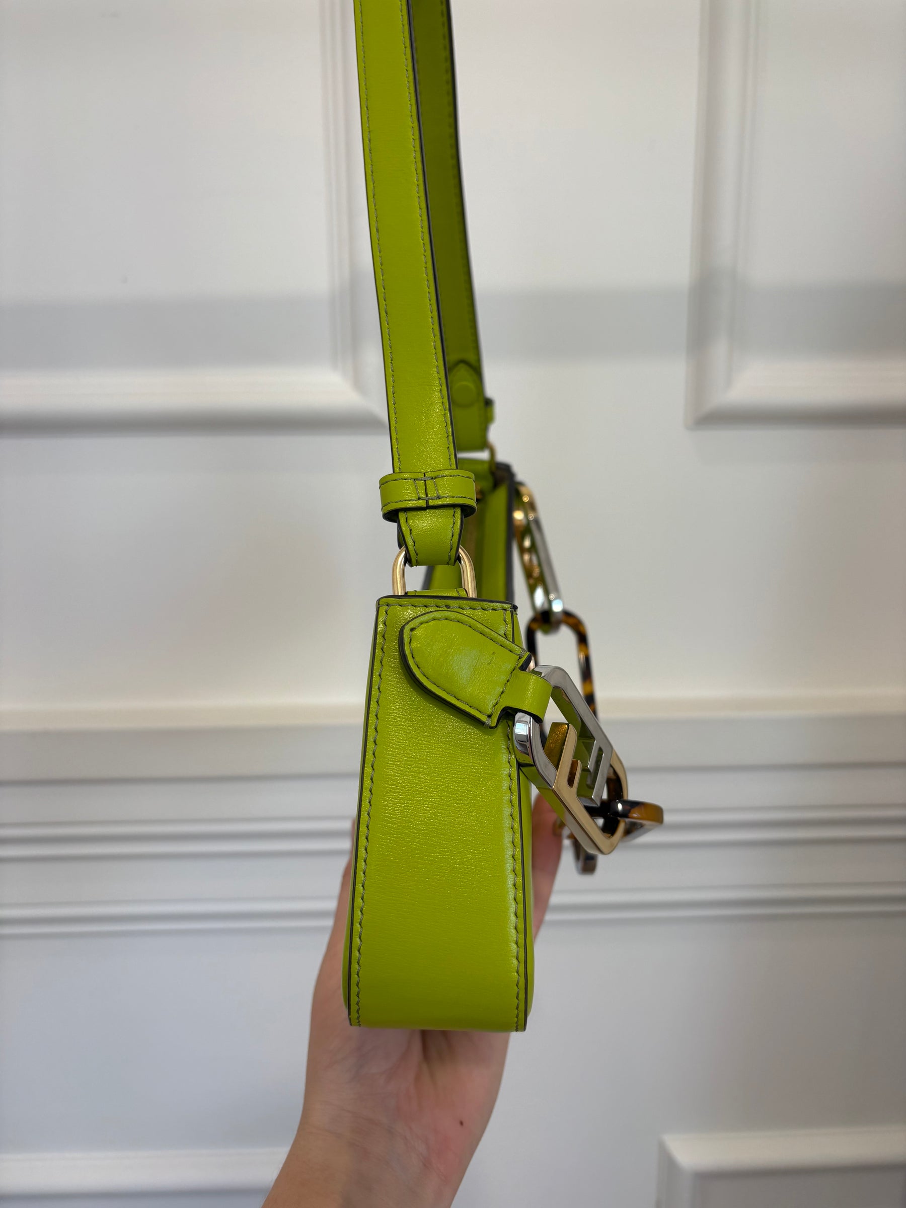 Fendi Chartreuse Leather O'lock Shoulder Bag