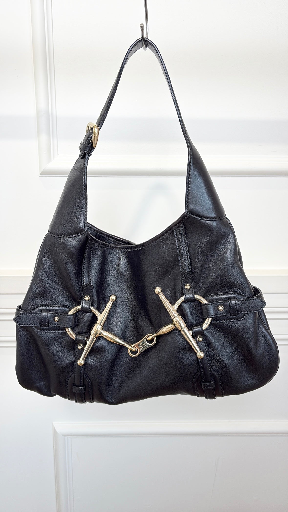 Gucci Black Leather Bridal Bit Hobo Bag